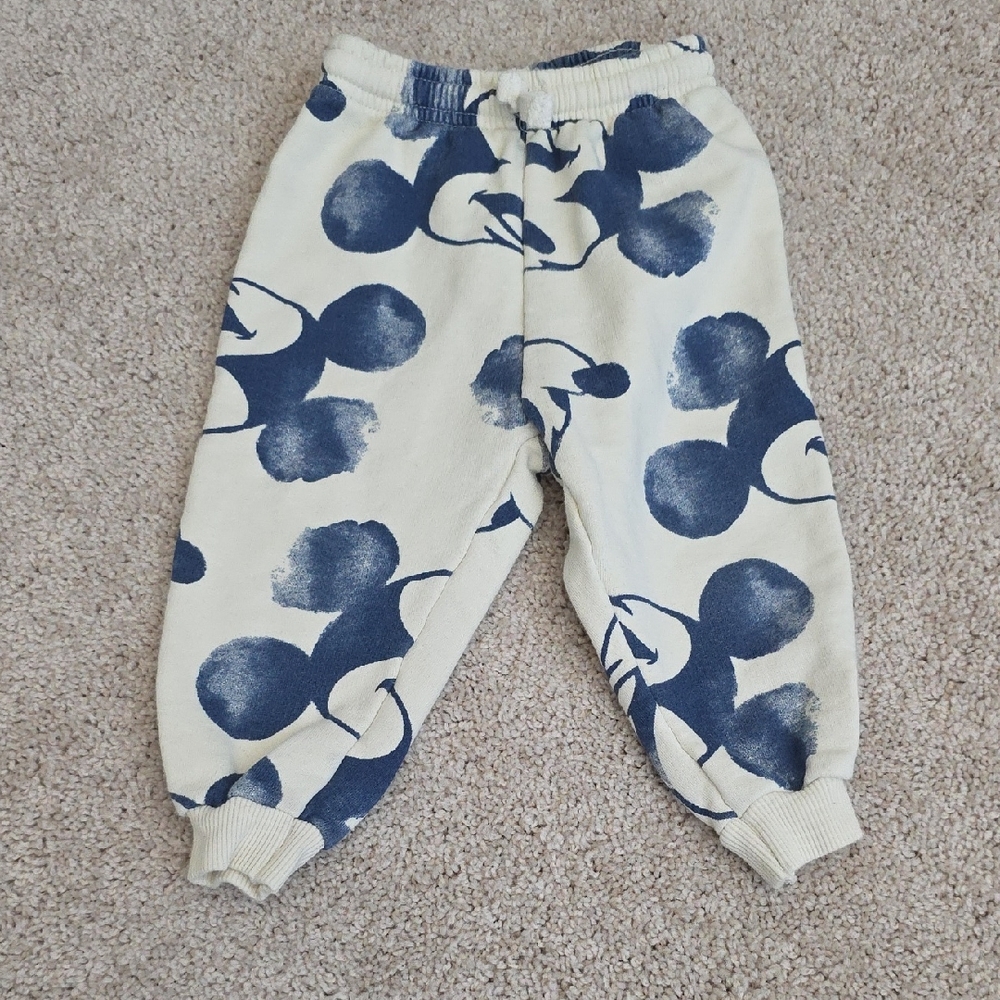 Zara Kids Mickey Mouse Joggers - Navy and Cream